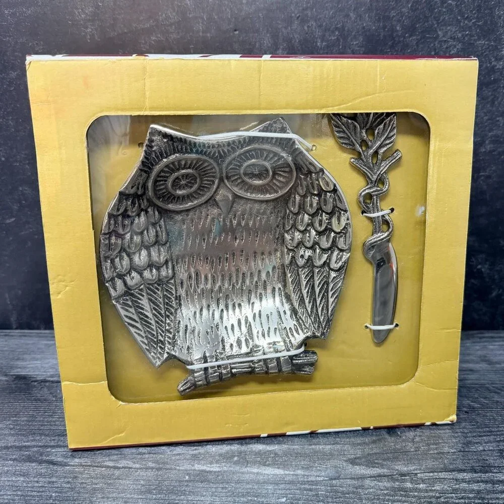 Unused‎ Biltmore Metal Owl Tidbit Server with Matching Spreader